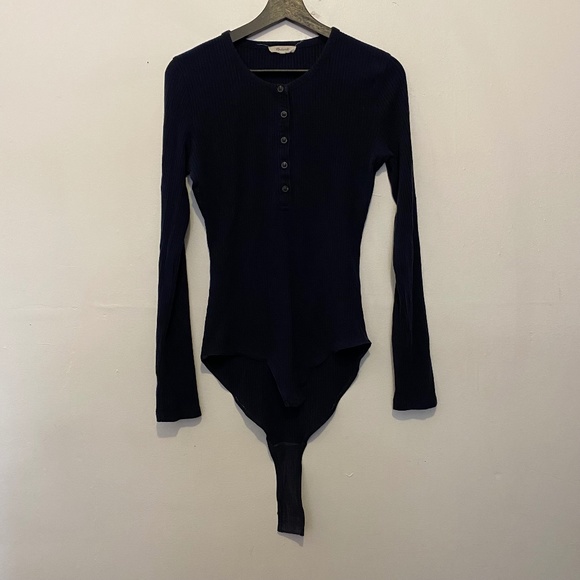 Madewell Navy Henley Bodysuit - Picture 1 of 4